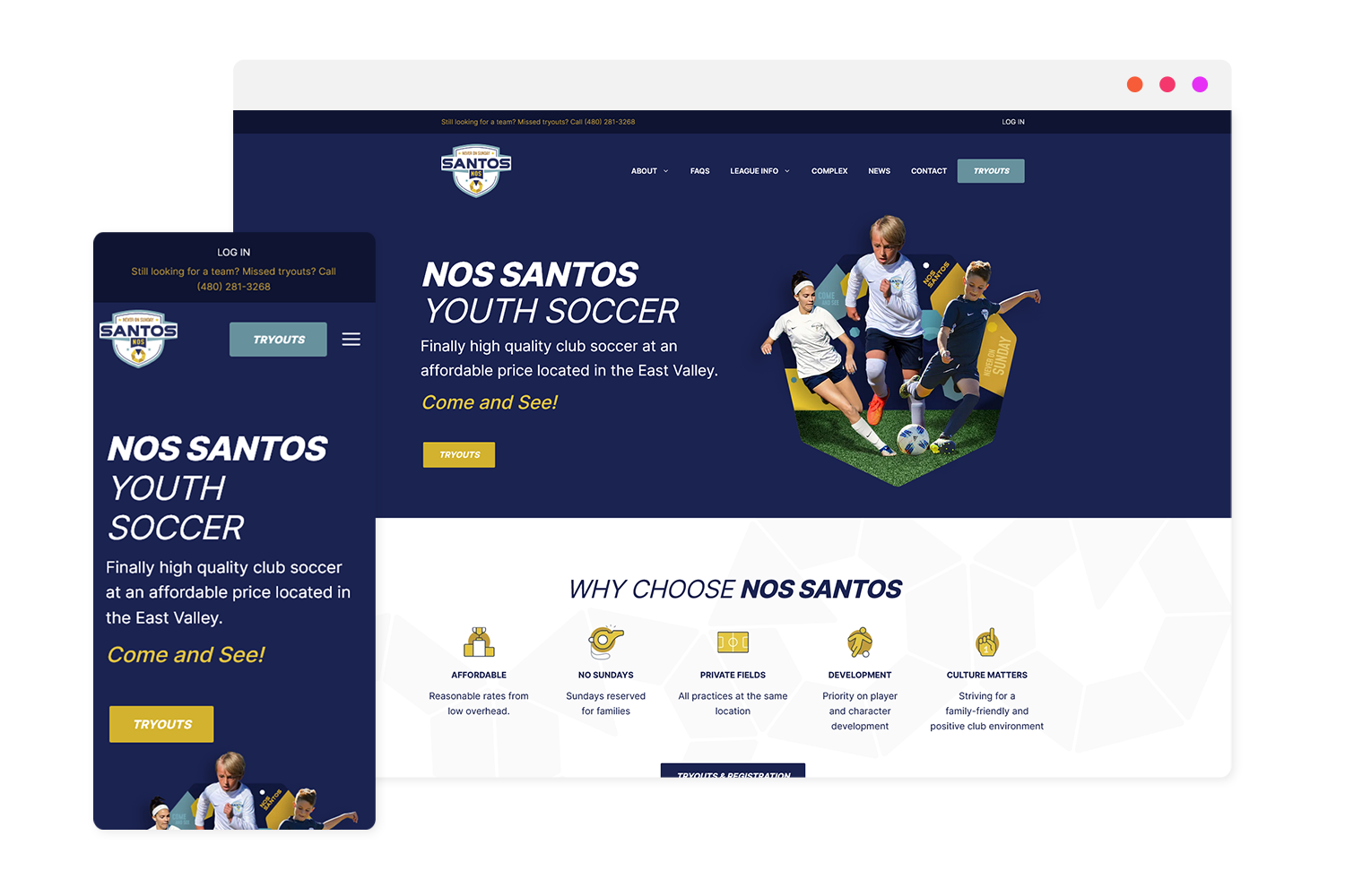 NOS Santos Youth Club Soccer Website