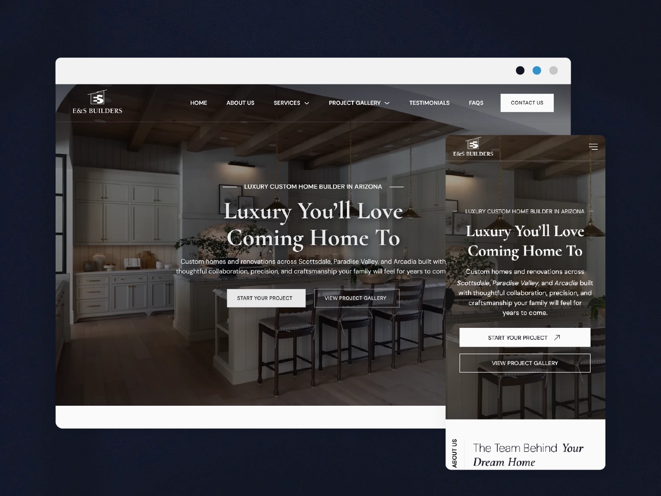 es builders website portfolio image blue