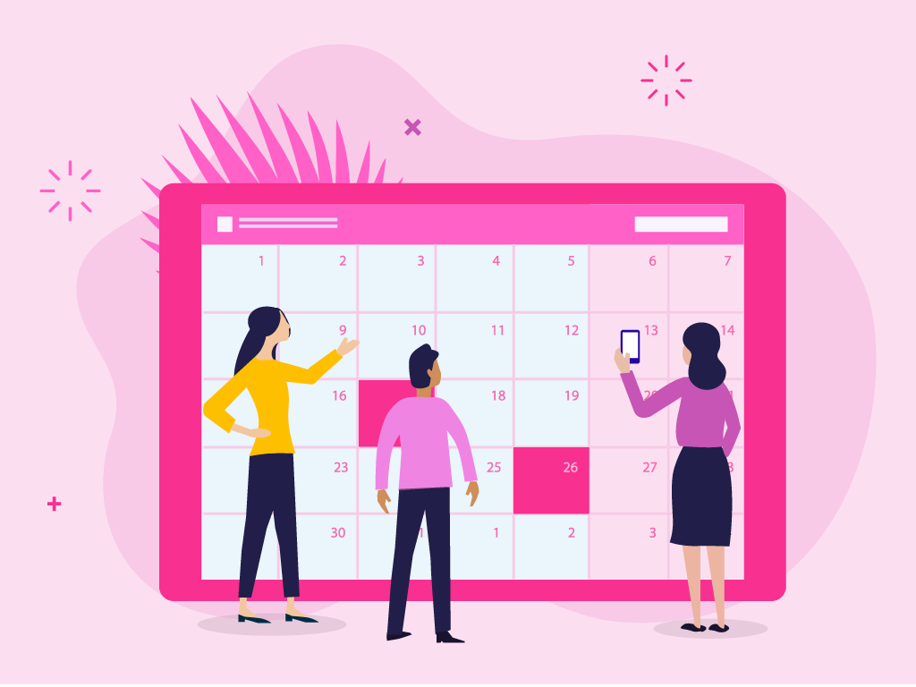 illustration of small business planning a marketing calendar